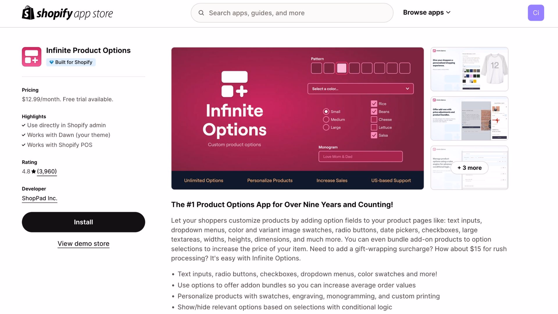 Infinite Product Options
